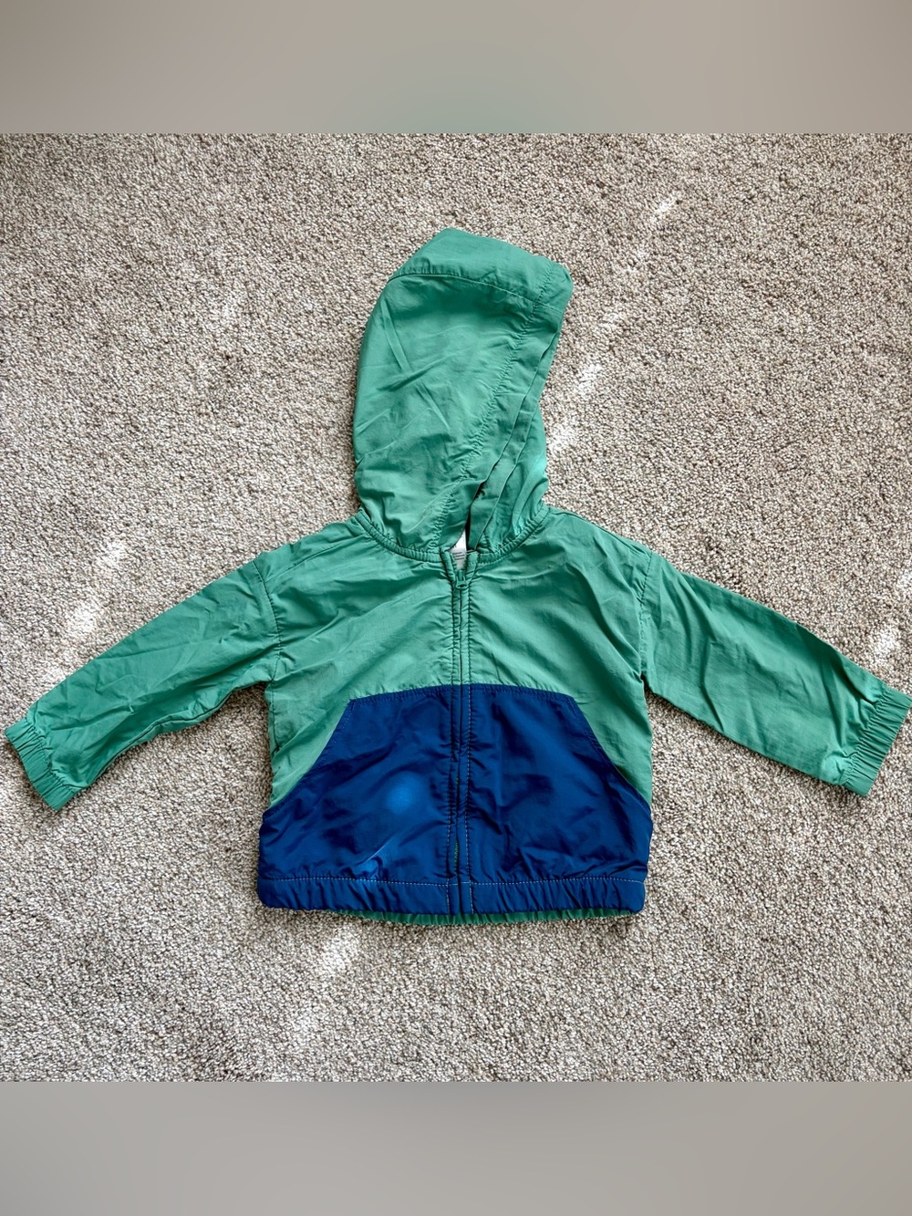 Baby Hooded Windbreaker Jacket - Green & Navy
